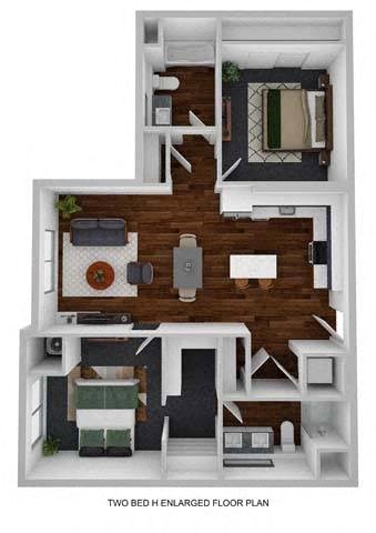 Tercet 2 Bed 2 Bath Floor Plan at The Aurilla, Cottage Grove